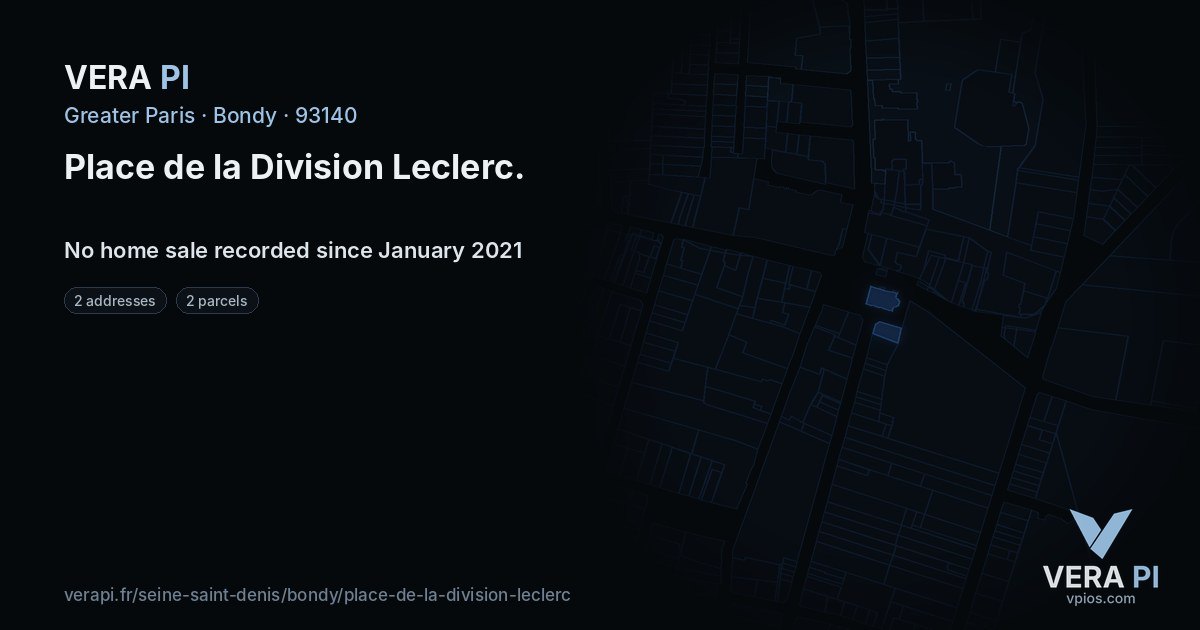 Place de la Division Leclerc, Bondy at night – every parcel coloured by the prices around it, the street's own parcels lit