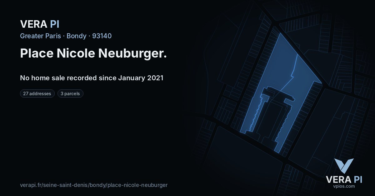 Place Nicole Neuburger, Bondy at night – every parcel coloured by the prices around it, the street's own parcels lit