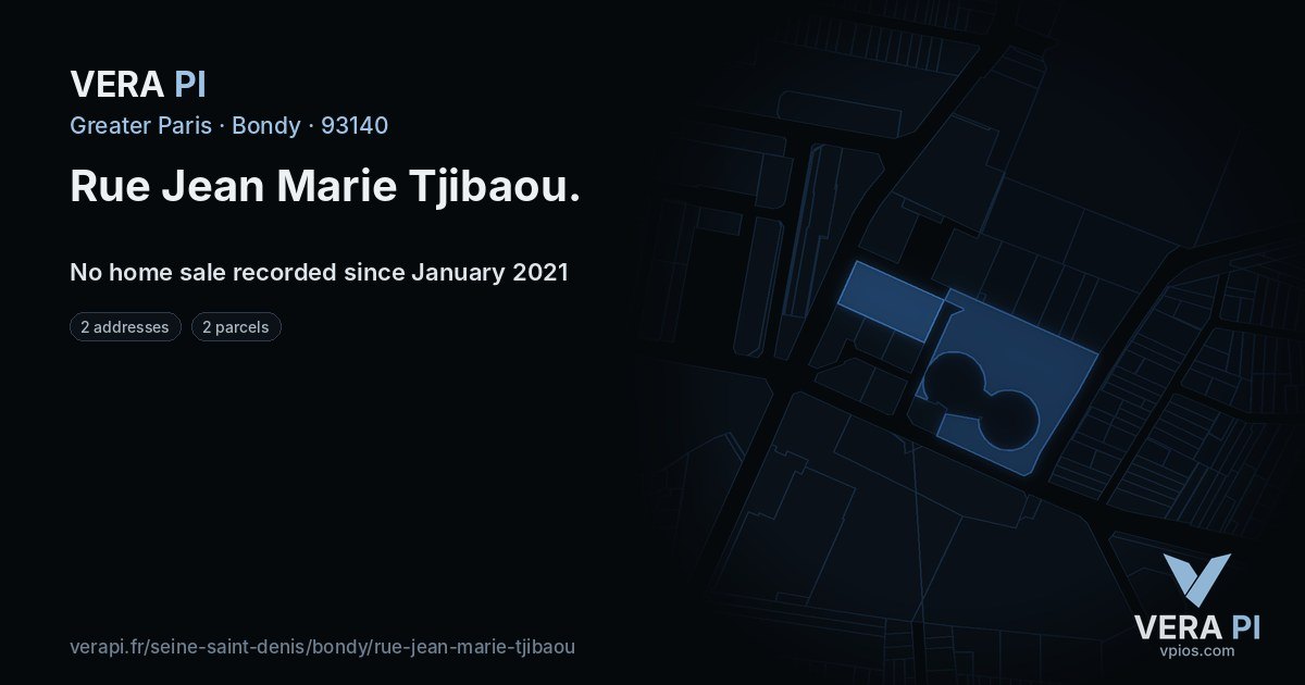 Rue Jean Marie Tjibaou, Bondy at night – every parcel coloured by the prices around it, the street's own parcels lit