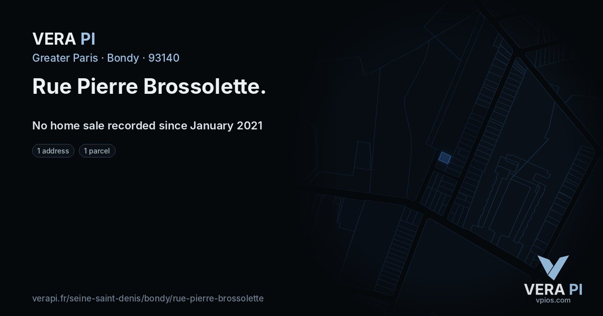 Rue Pierre Brossolette, Bondy at night – every parcel coloured by the prices around it, the street's own parcels lit