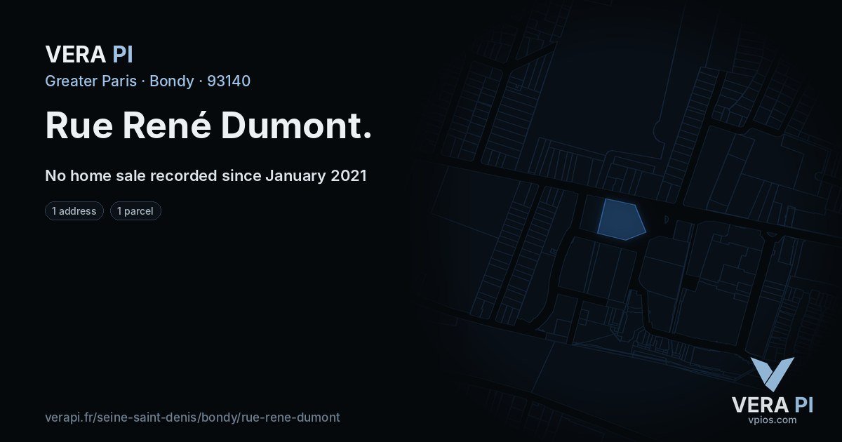 Rue René Dumont, Bondy at night – every parcel coloured by the prices around it, the street's own parcels lit