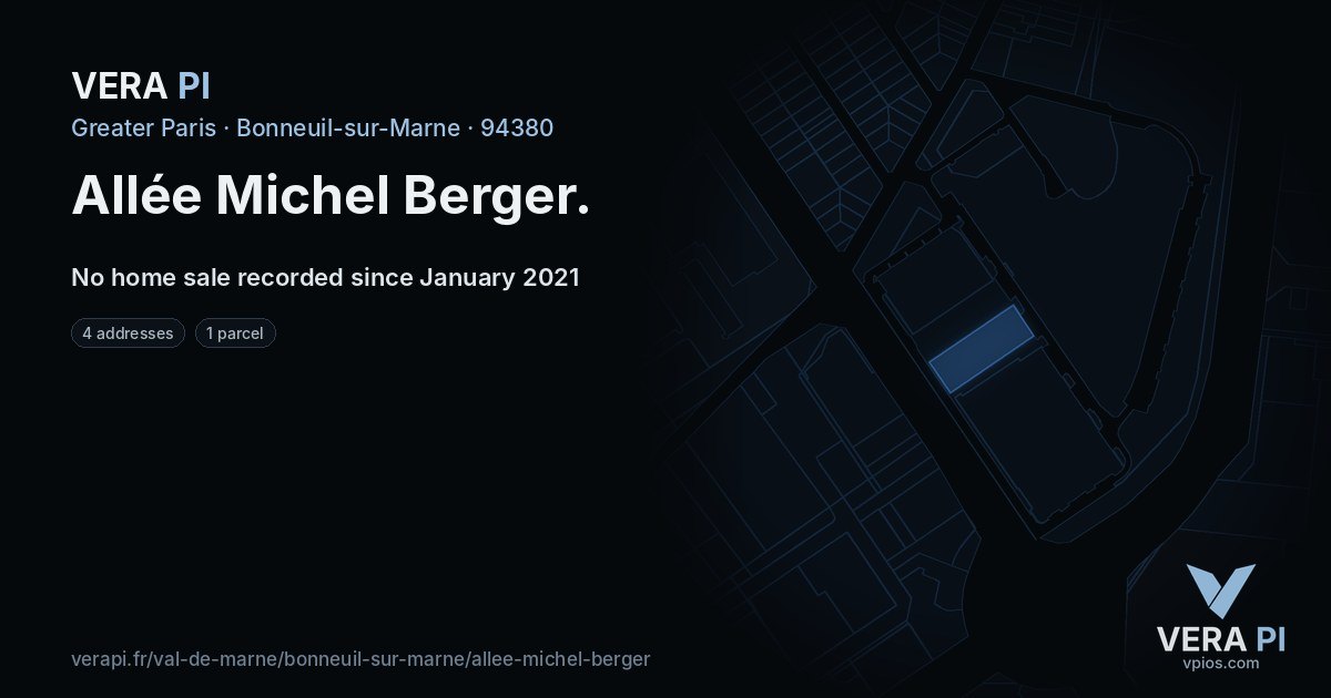 Allée Michel Berger, Bonneuil-sur-Marne at night – every parcel coloured by the prices around it, the street's own parcels lit