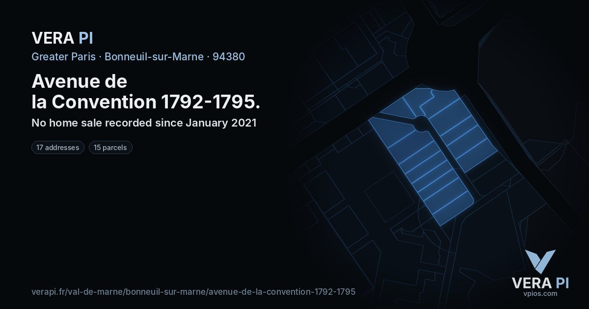 Avenue de la Convention 1792-1795, Bonneuil-sur-Marne at night – every parcel coloured by the prices around it, the street's own parcels lit