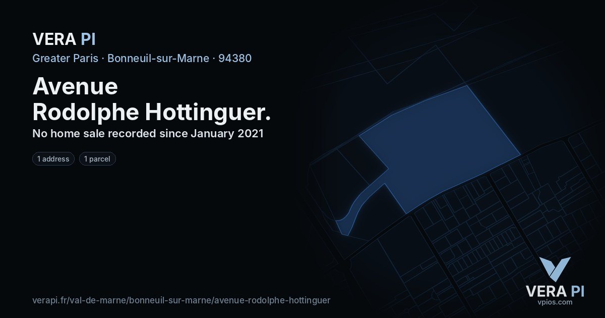 Avenue Rodolphe Hottinguer, Bonneuil-sur-Marne at night – every parcel coloured by the prices around it, the street's own parcels lit