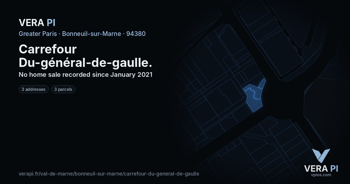 Carrefour Du-général-de-gaulle, Bonneuil-sur-Marne at night – every parcel coloured by the prices around it, the street's own parcels lit