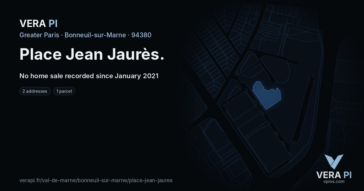 Place Jean Jaurès, Bonneuil-sur-Marne at night – every parcel coloured by the prices around it, the street's own parcels lit