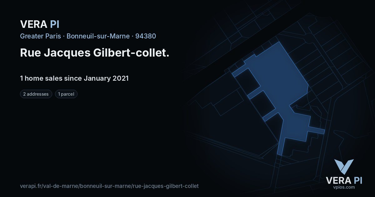 Rue Jacques Gilbert-collet, Bonneuil-sur-Marne at night – every parcel coloured by the prices around it, the street's own parcels lit
