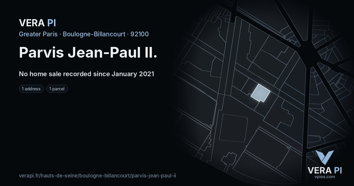 Parvis Jean-Paul II, Boulogne-Billancourt at night – every parcel coloured by the prices around it, the street's own parcels lit