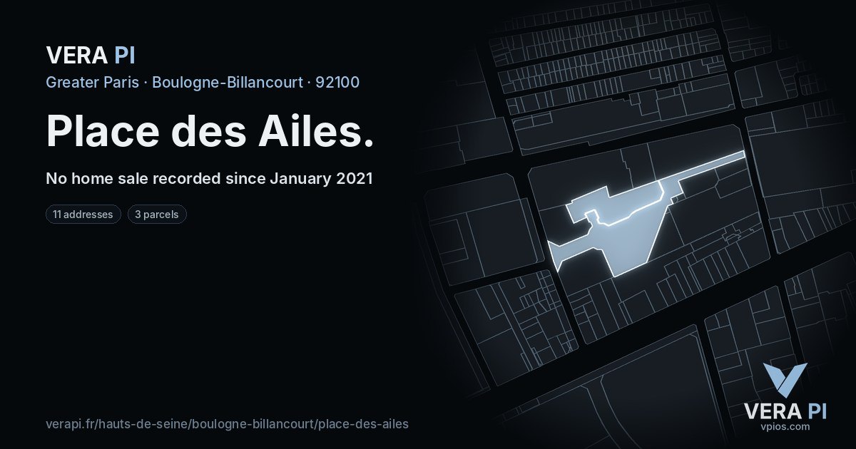 Place des Ailes, Boulogne-Billancourt at night – every parcel coloured by the prices around it, the street's own parcels lit