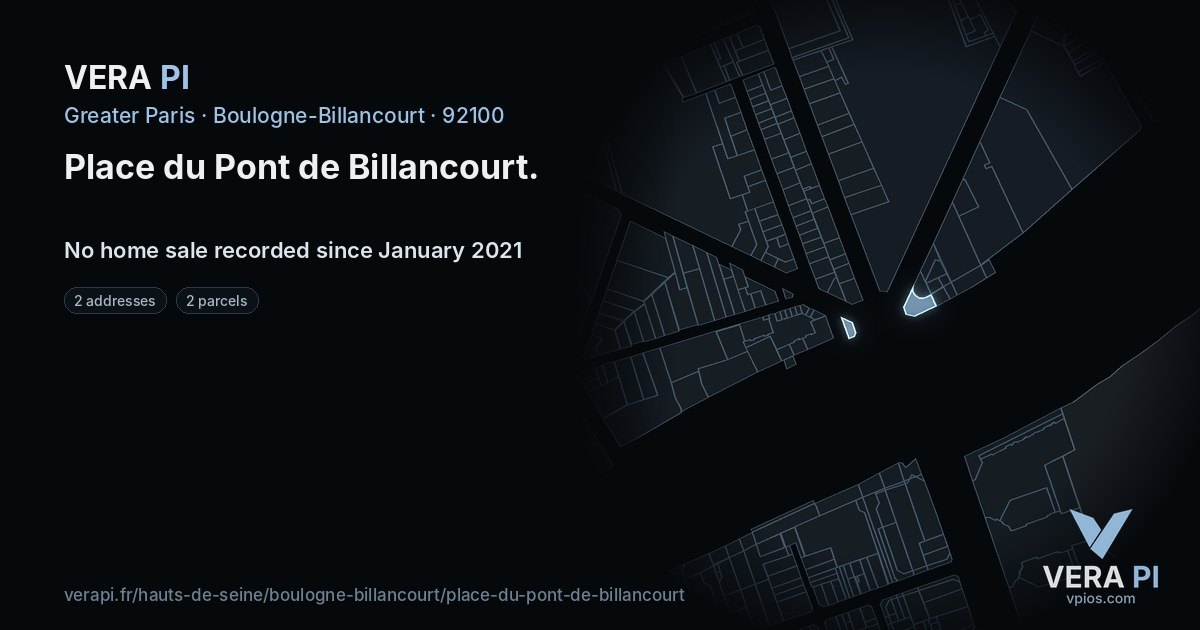 Place du Pont de Billancourt, Boulogne-Billancourt at night – every parcel coloured by the prices around it, the street's own parcels lit