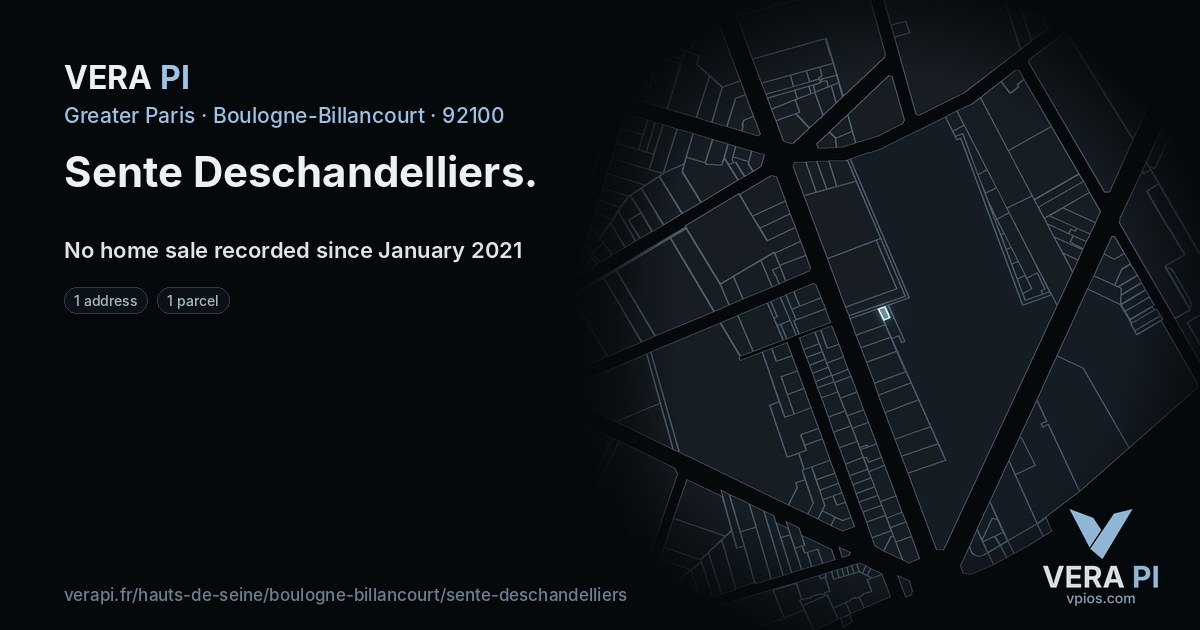 Sente Deschandelliers, Boulogne-Billancourt at night – every parcel coloured by the prices around it, the street's own parcels lit