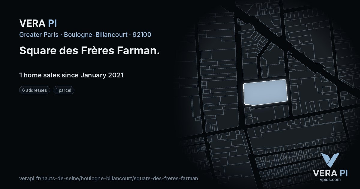 Square des Frères Farman, Boulogne-Billancourt at night – every parcel coloured by the prices around it, the street's own parcels lit