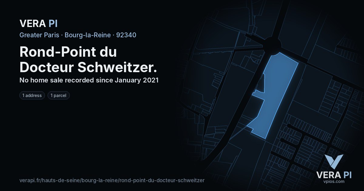 Rond-Point du Docteur Schweitzer, Bourg-la-Reine at night – every parcel coloured by the prices around it, the street's own parcels lit