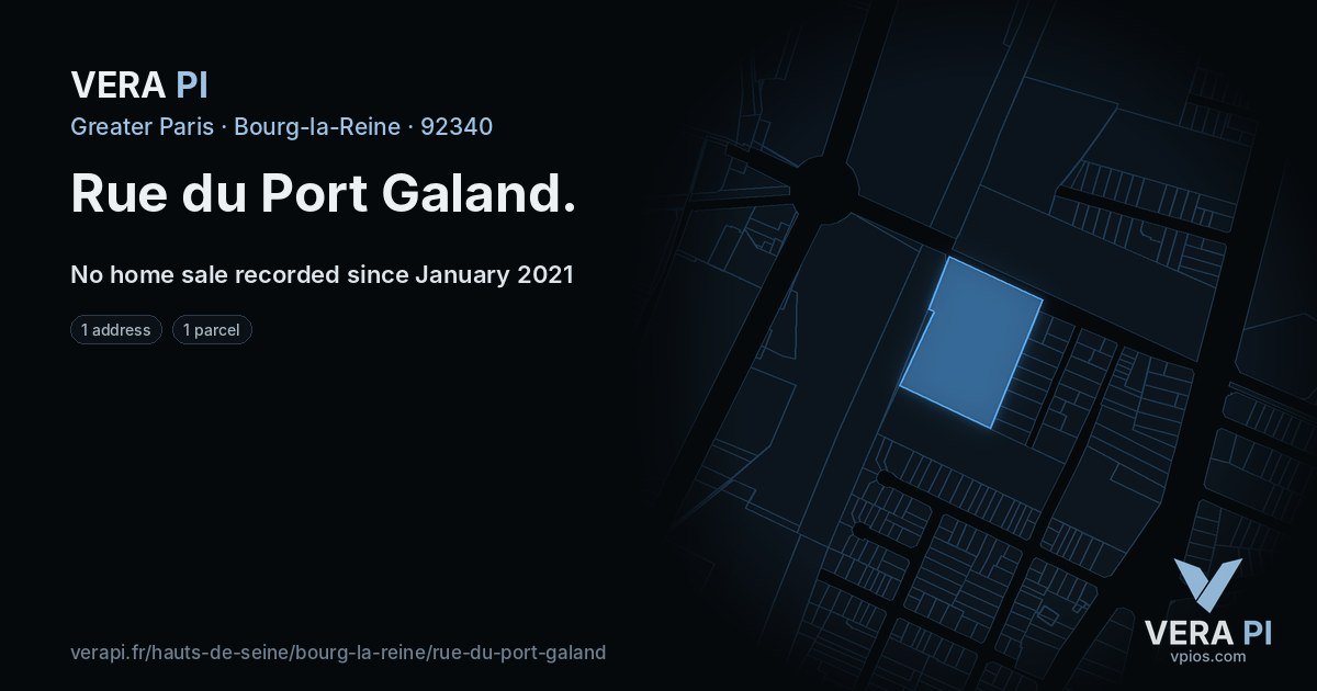 Rue du Port Galand, Bourg-la-Reine at night – every parcel coloured by the prices around it, the street's own parcels lit