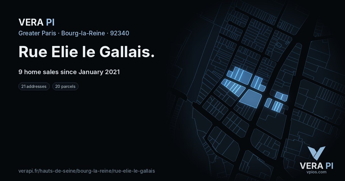 Rue Elie le Gallais, Bourg-la-Reine at night – every parcel coloured by the prices around it, the street's own parcels lit