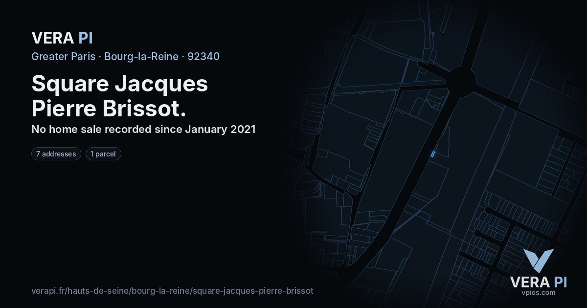 Square Jacques Pierre Brissot, Bourg-la-Reine at night – every parcel coloured by the prices around it, the street's own parcels lit