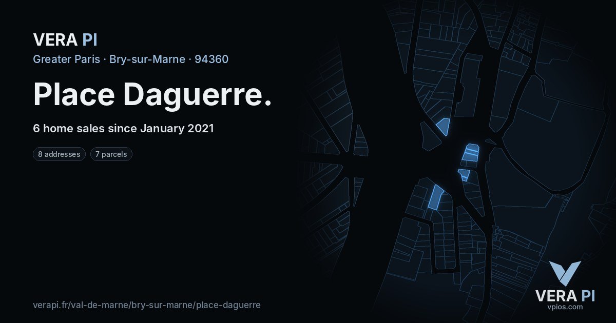 Place Daguerre, Bry-sur-Marne at night – every parcel coloured by the prices around it, the street's own parcels lit