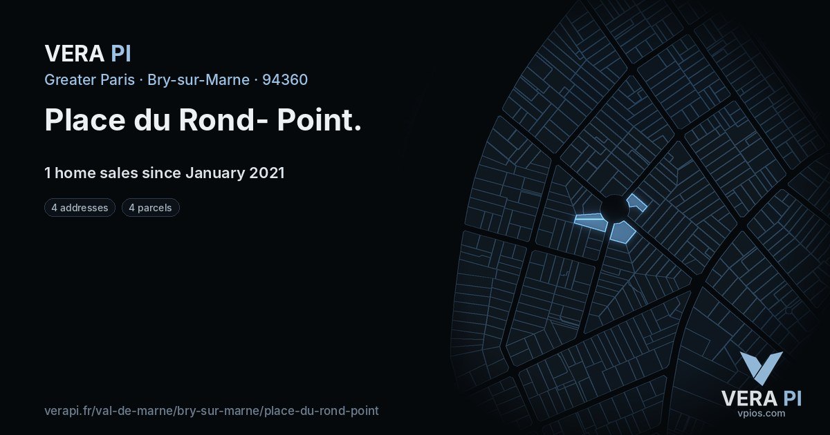 Place du Rond- Point, Bry-sur-Marne at night – every parcel coloured by the prices around it, the street's own parcels lit