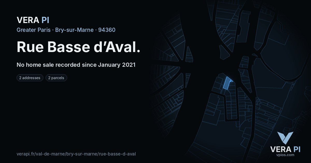 Rue Basse d’Aval, Bry-sur-Marne at night – every parcel coloured by the prices around it, the street's own parcels lit