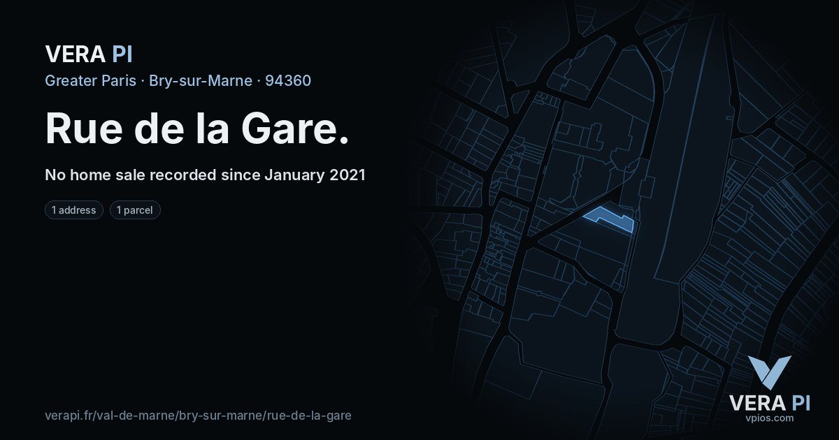 Rue de la Gare, Bry-sur-Marne at night – every parcel coloured by the prices around it, the street's own parcels lit
