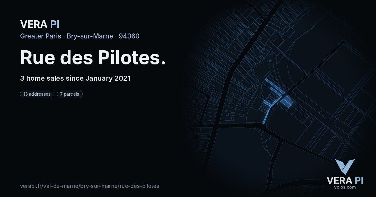 Rue des Pilotes, Bry-sur-Marne at night – every parcel coloured by the prices around it, the street's own parcels lit