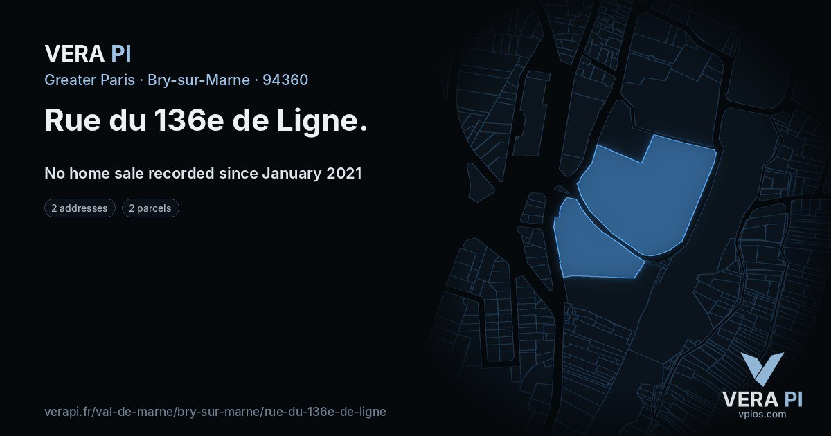 Rue du 136e de Ligne, Bry-sur-Marne at night – every parcel coloured by the prices around it, the street's own parcels lit