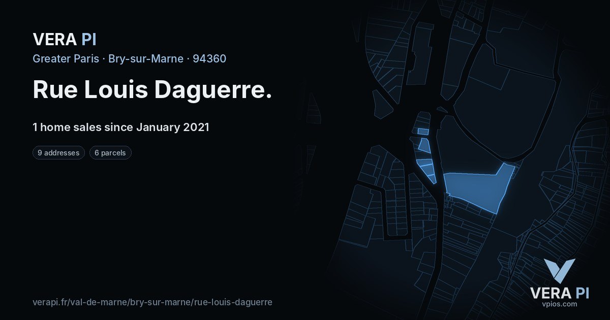 Rue Louis Daguerre, Bry-sur-Marne at night – every parcel coloured by the prices around it, the street's own parcels lit