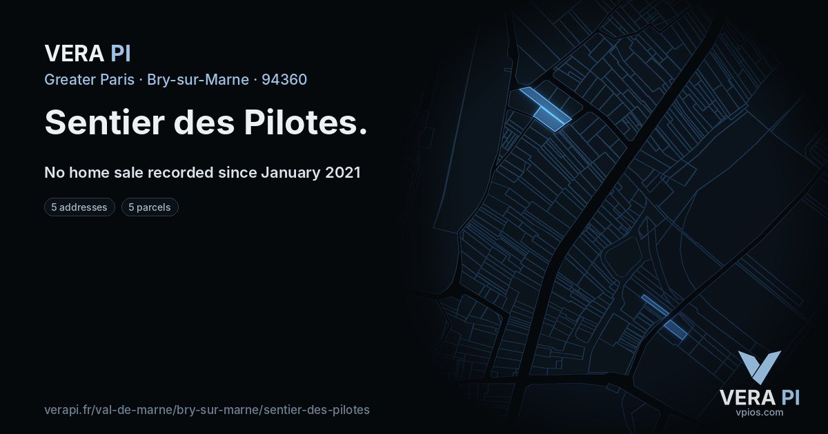 Sentier des Pilotes, Bry-sur-Marne at night – every parcel coloured by the prices around it, the street's own parcels lit
