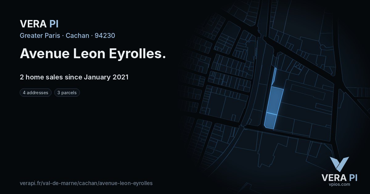 Avenue Leon Eyrolles, Cachan at night – every parcel coloured by the prices around it, the street's own parcels lit