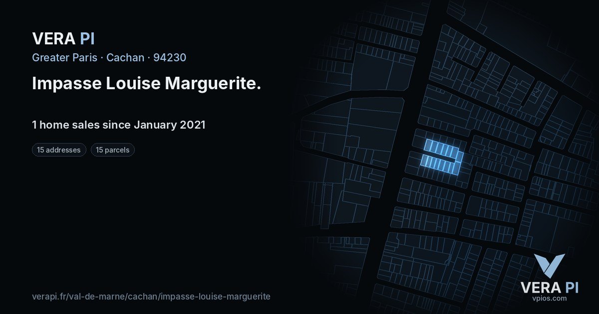 Impasse Louise Marguerite, Cachan at night – every parcel coloured by the prices around it, the street's own parcels lit