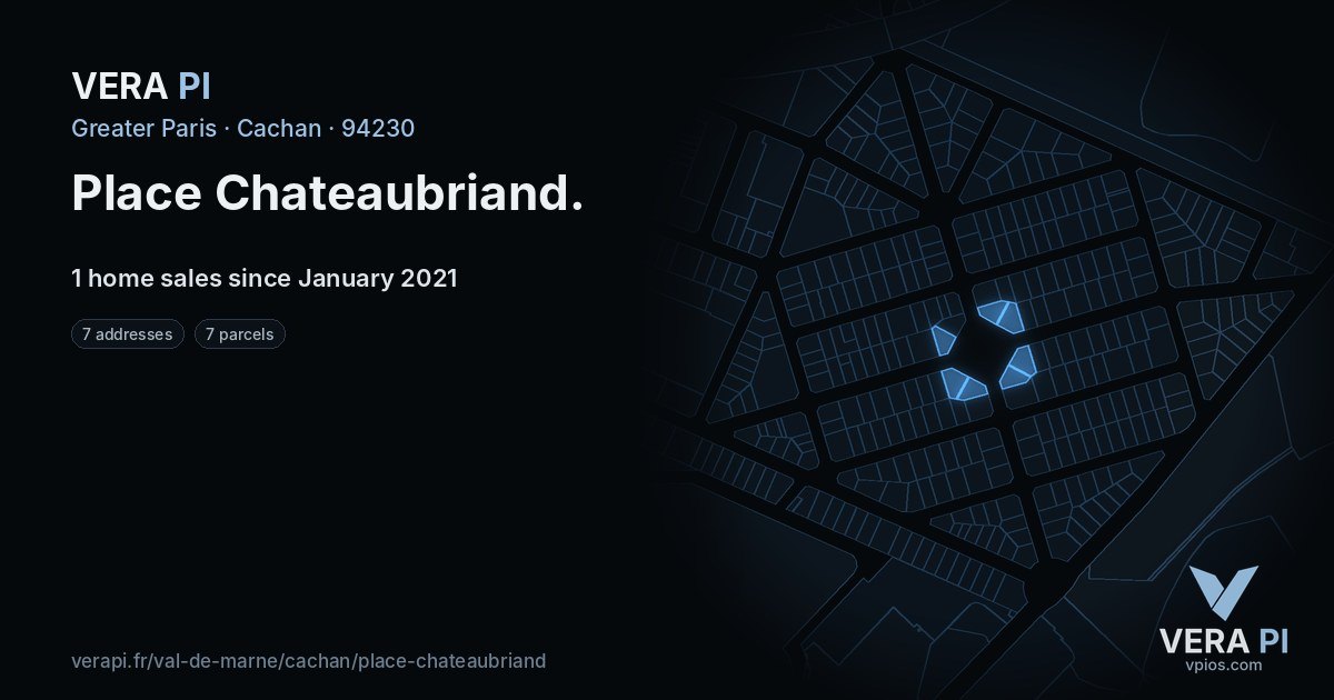 Place Chateaubriand, Cachan at night – every parcel coloured by the prices around it, the street's own parcels lit