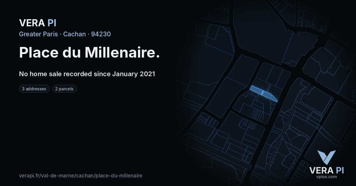 Place du Millenaire, Cachan at night – every parcel coloured by the prices around it, the street's own parcels lit