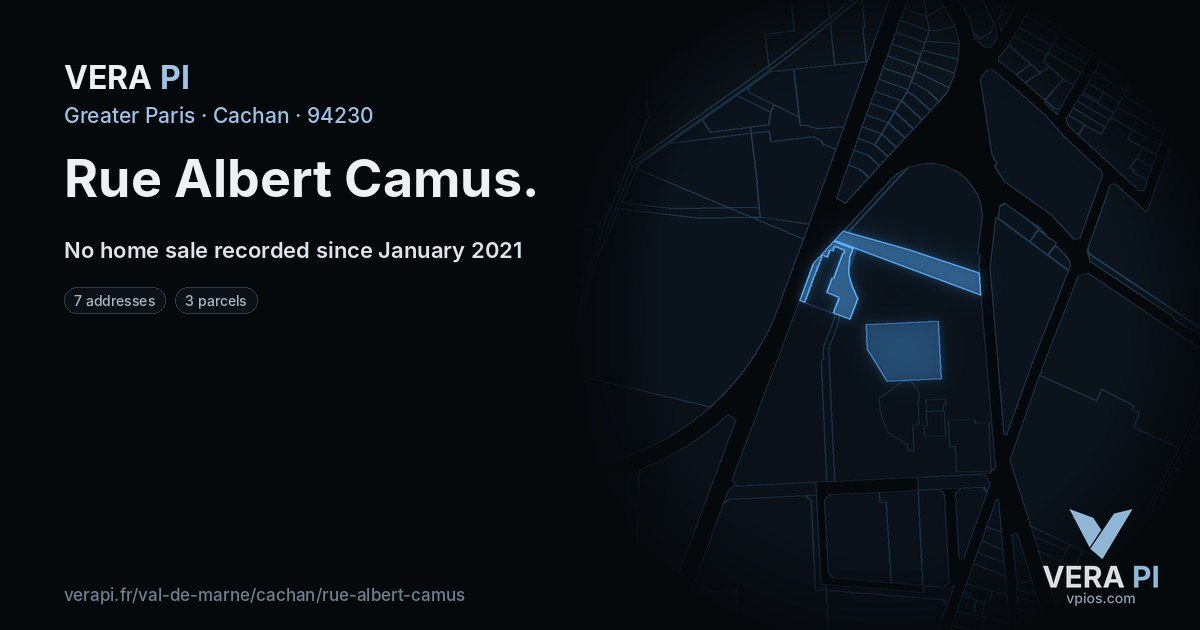 Rue Albert Camus, Cachan at night – every parcel coloured by the prices around it, the street's own parcels lit