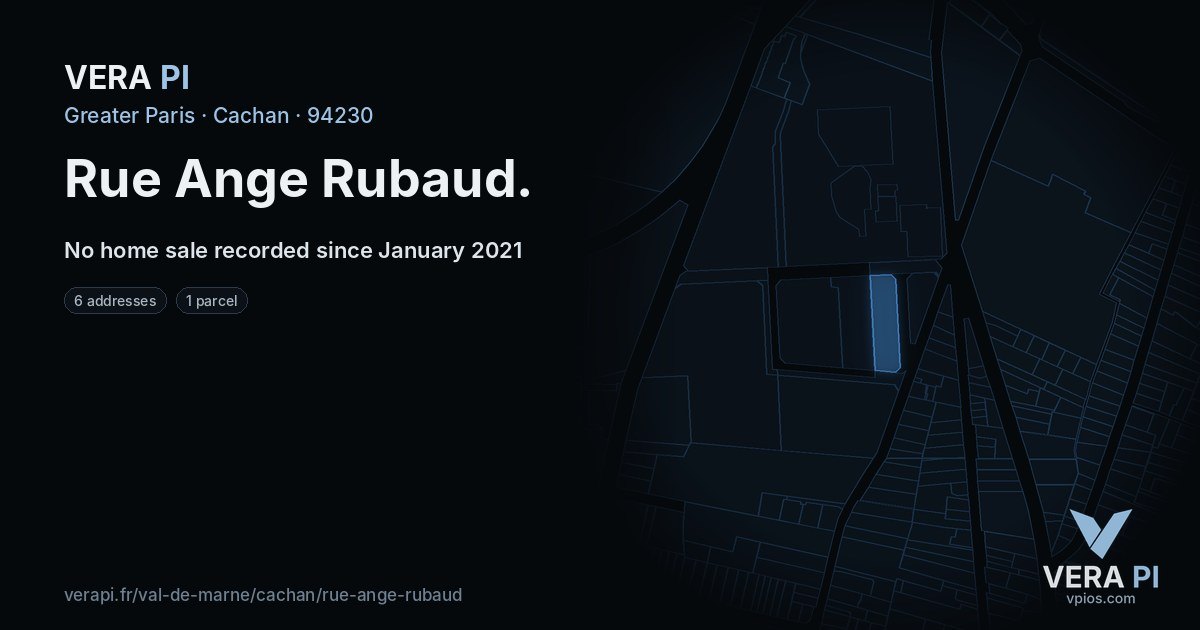 Rue Ange Rubaud, Cachan at night – every parcel coloured by the prices around it, the street's own parcels lit