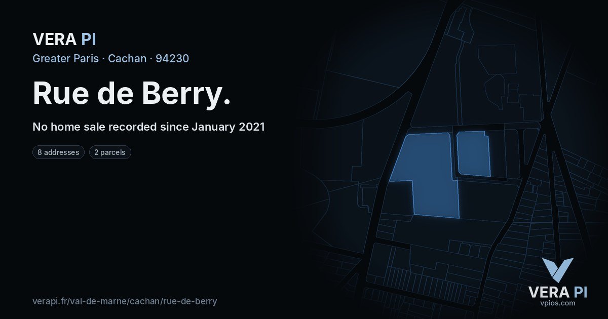 Rue de Berry, Cachan at night – every parcel coloured by the prices around it, the street's own parcels lit