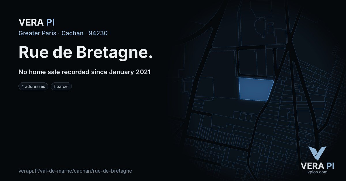 Rue de Bretagne, Cachan at night – every parcel coloured by the prices around it, the street's own parcels lit