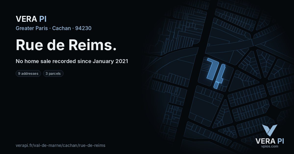 Rue de Reims, Cachan at night – every parcel coloured by the prices around it, the street's own parcels lit