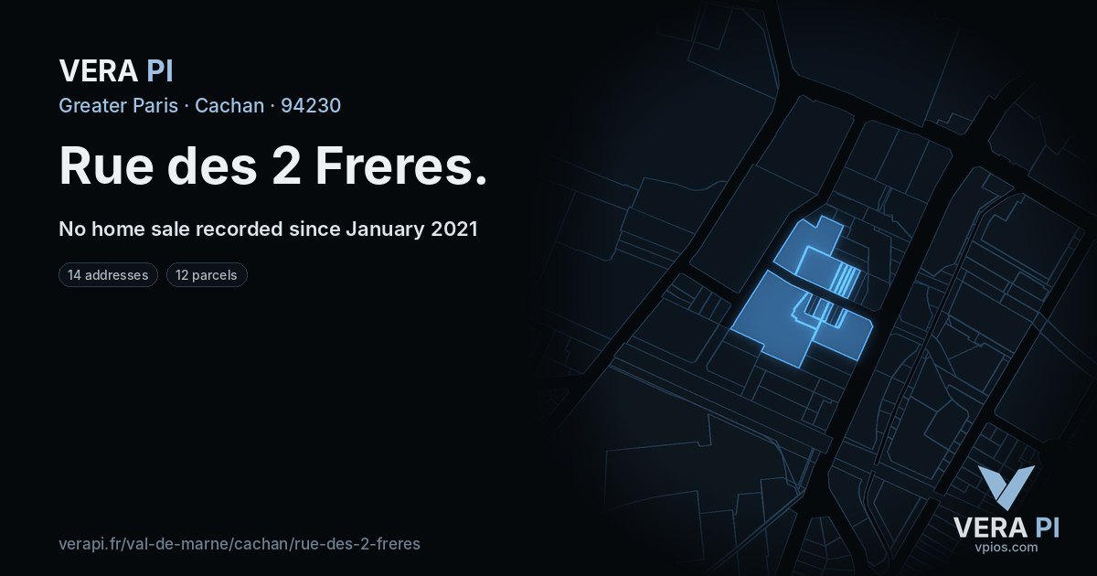 Rue des 2 Freres, Cachan at night – every parcel coloured by the prices around it, the street's own parcels lit