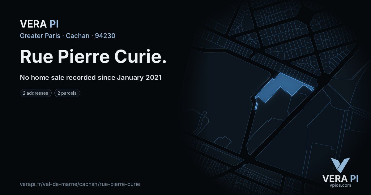 Rue Pierre Curie, Cachan at night – every parcel coloured by the prices around it, the street's own parcels lit