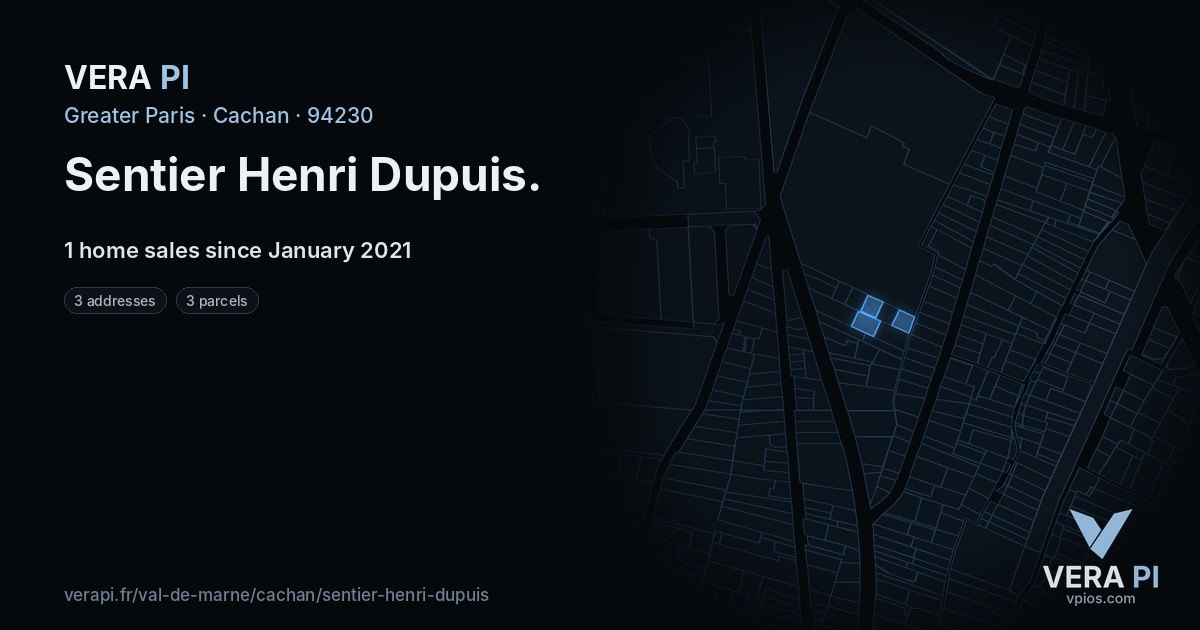 Sentier Henri Dupuis, Cachan at night – every parcel coloured by the prices around it, the street's own parcels lit