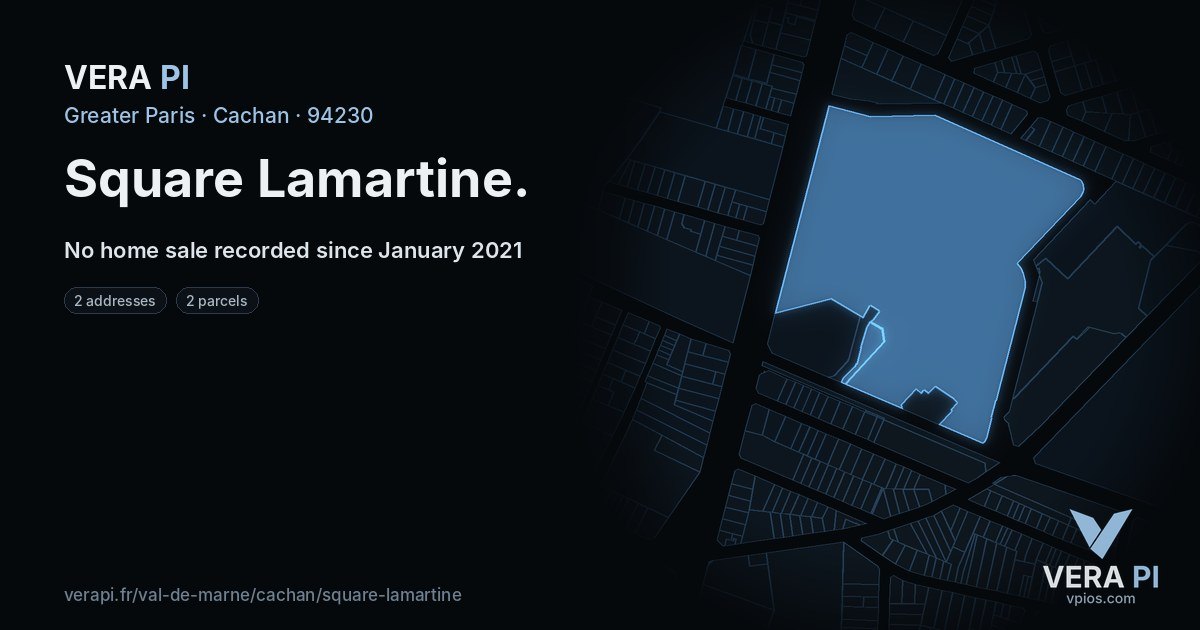 Square Lamartine, Cachan at night – every parcel coloured by the prices around it, the street's own parcels lit