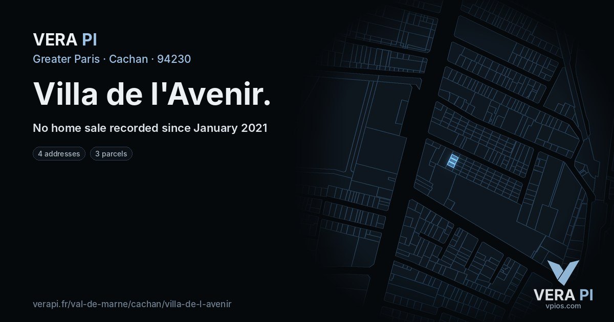 Villa de l'Avenir, Cachan at night – every parcel coloured by the prices around it, the street's own parcels lit