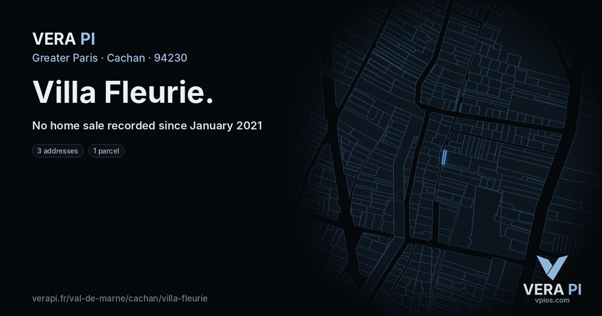Villa Fleurie, Cachan at night – every parcel coloured by the prices around it, the street's own parcels lit