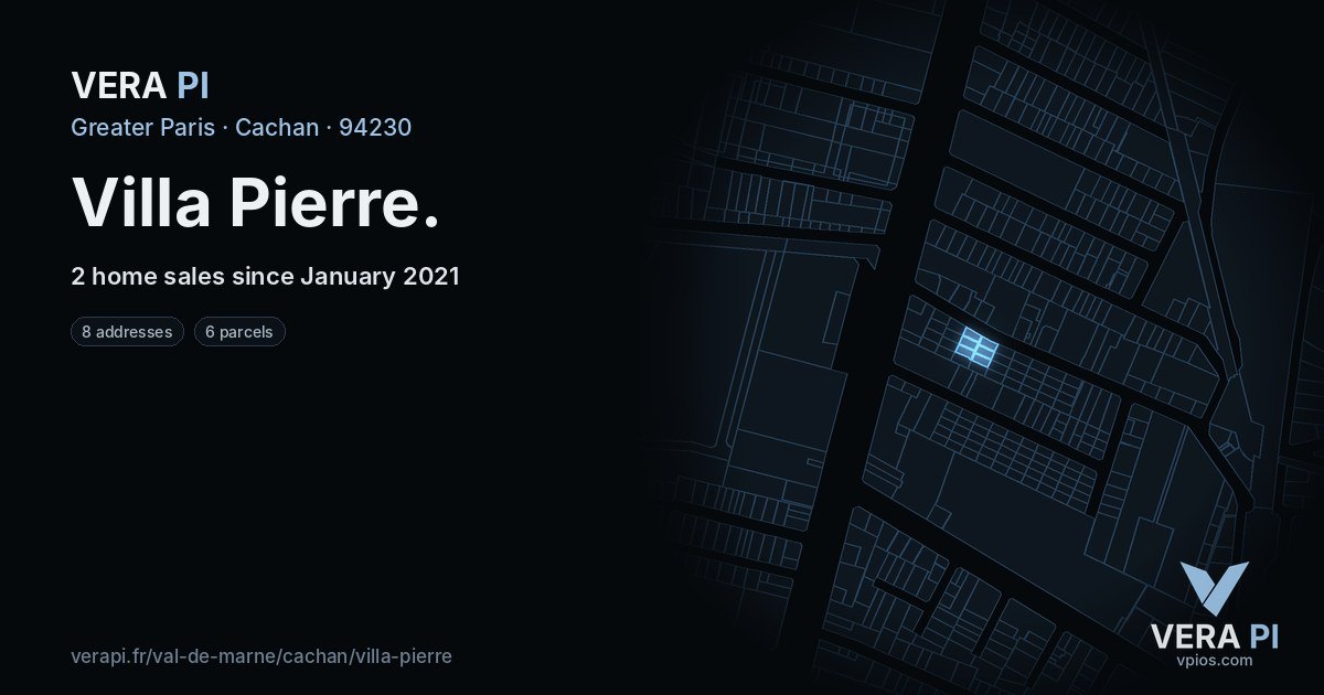 Villa Pierre, Cachan at night – every parcel coloured by the prices around it, the street's own parcels lit