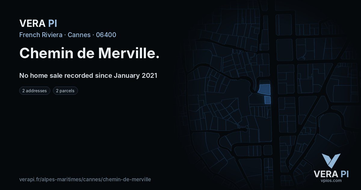 Chemin de Merville, Cannes at night – every parcel coloured by the prices around it, the street's own parcels lit
