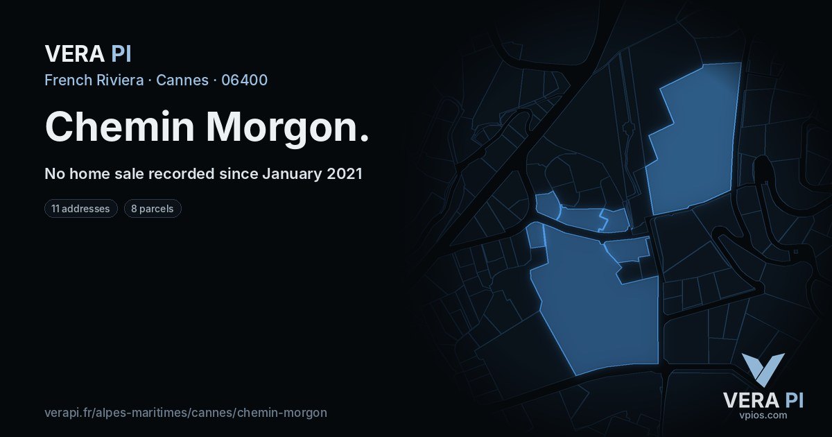 Chemin Morgon, Cannes at night – every parcel coloured by the prices around it, the street's own parcels lit