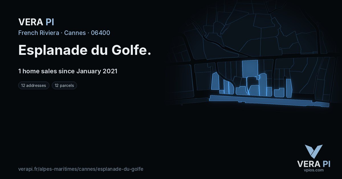 Esplanade du Golfe, Cannes at night – every parcel coloured by the prices around it, the street's own parcels lit