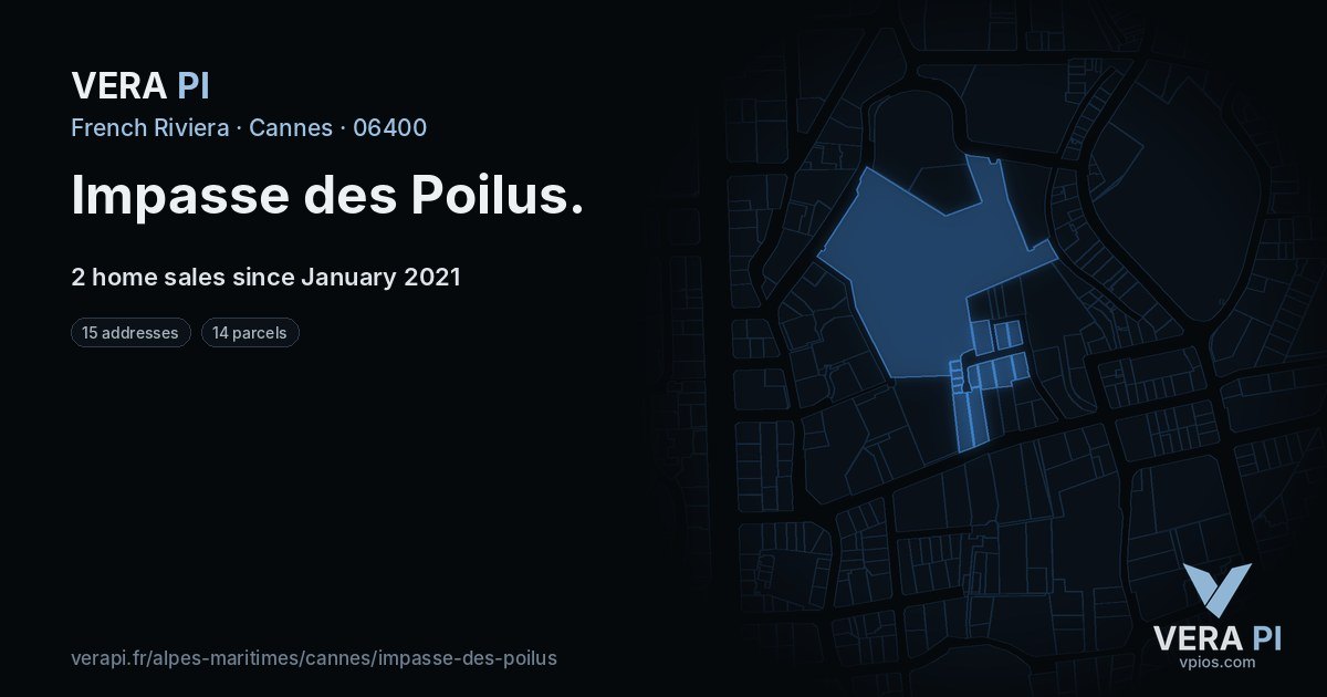 Impasse des Poilus, Cannes at night – every parcel coloured by the prices around it, the street's own parcels lit
