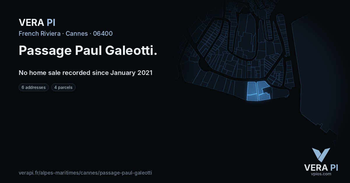 Passage Paul Galeotti, Cannes at night – every parcel coloured by the prices around it, the street's own parcels lit