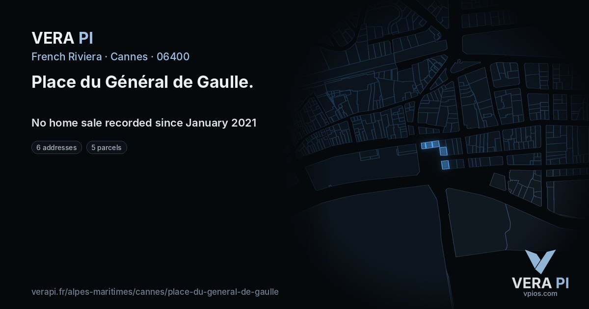 Place du Général de Gaulle, Cannes at night – every parcel coloured by the prices around it, the street's own parcels lit